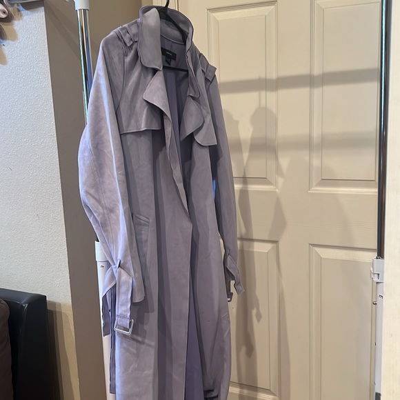 Lavender faux suede trench with belt - Picture 3 of 4